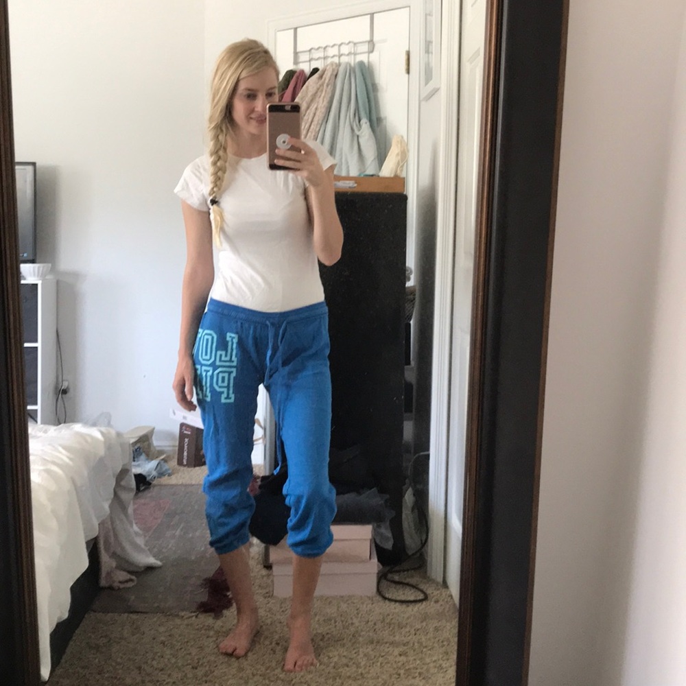 Victoria Secret Pink, Blue Capri Sweat Pants